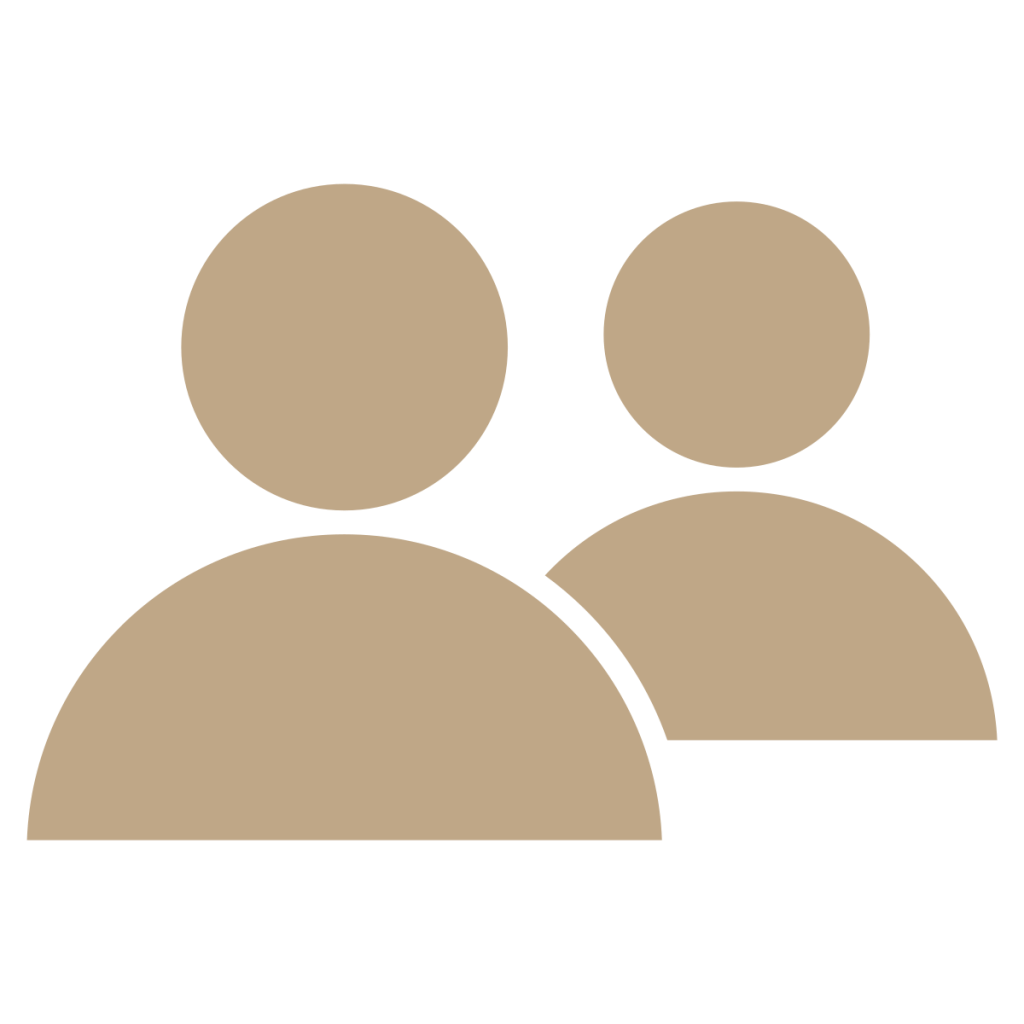 Two beige user icons on a transparent background.